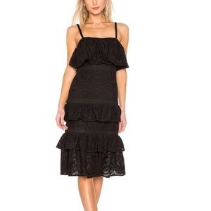 Lovers + Friends Black Lace Midi Dress